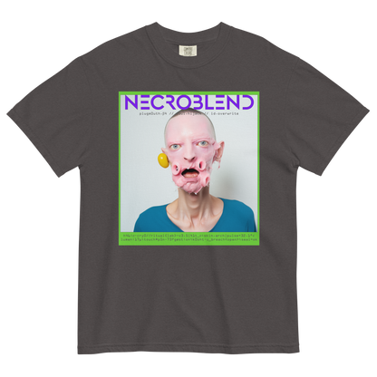 Dark vision T-shirt by NECROBLEND — PLUGMOUTH from Synthetic Prophets, front view in graphite.