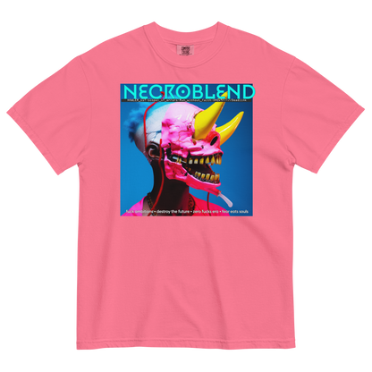 Heavyweight unisex echo angel shirt by NECROBLEND — hoWL3r_b1t from Fallen Angels, front view in pink.