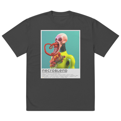 Horror fashion tee by NECROBLEND — SUCKLKNOT from Kitchen Mutants, front view in black