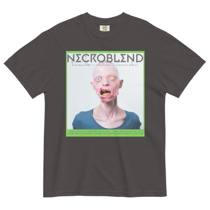 Identity horror T-shirt by NECROBLEND — CRAWLΦSYNC from Synthetic Prophets, front view in grey