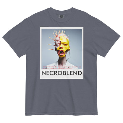 Heavyweight unisex infectious prayer tee by NECROBLEND — NB-MYCØ-54.UPD from Bio Prayers, front view in dark gray.