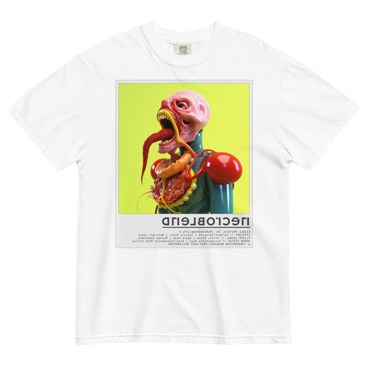 Mutant horror T-shirt by NECROBLEND — CRUNCHASPAWN from Kitchen Mutants, front view in white