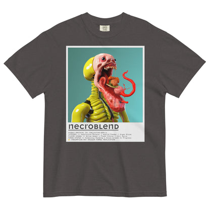 Visual horror T-shirt by NECROBLEND — SVØ_K1TCHX from Kitchen Mutants, front view in grey